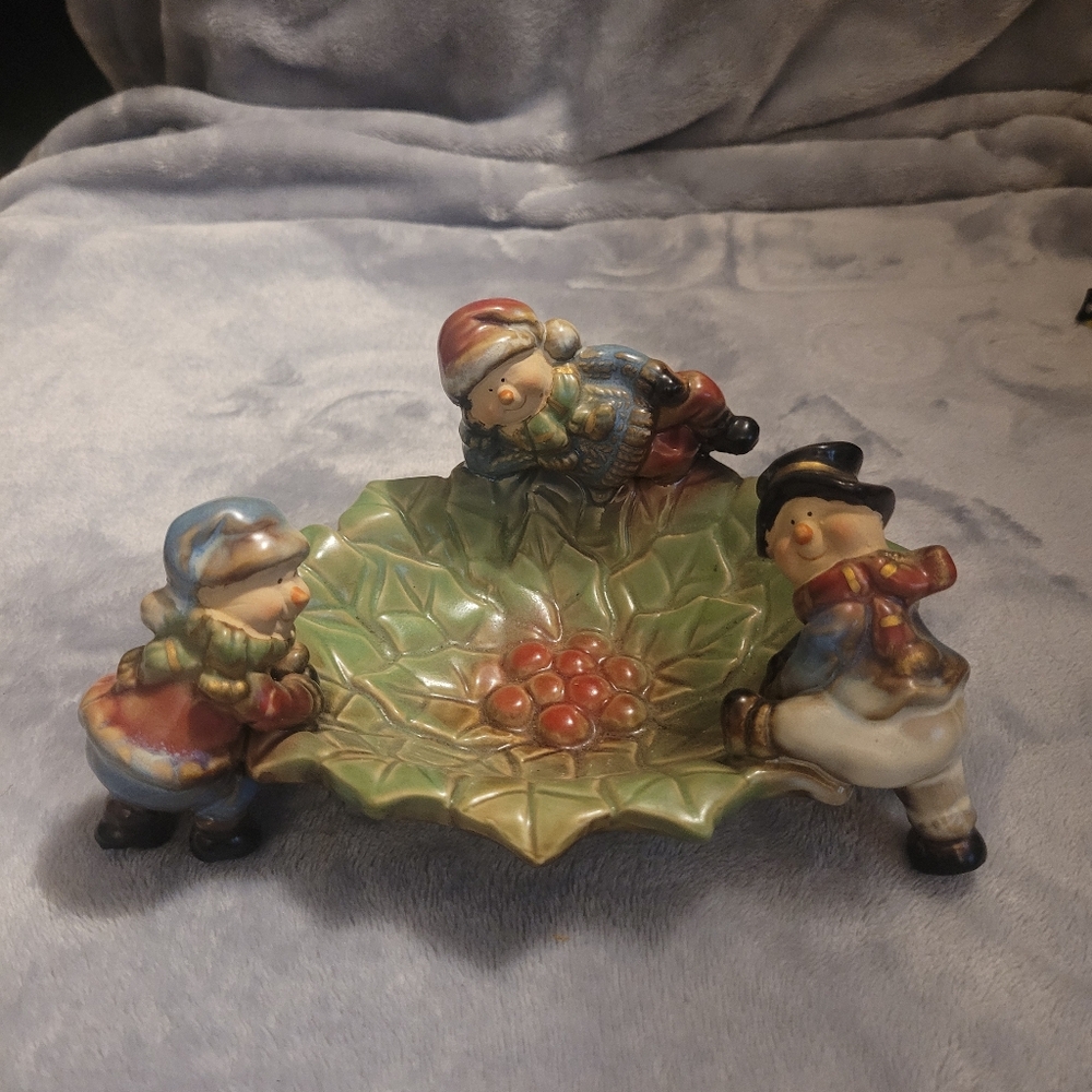 Vintage Festive Snowman  Dish
